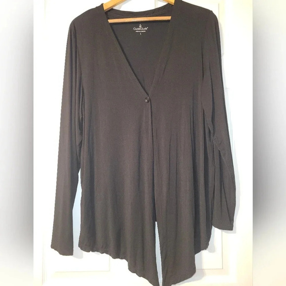 Cuddl Duds Black Lightweight Cardigan Size Large Button Closure - Picture 1 of 3